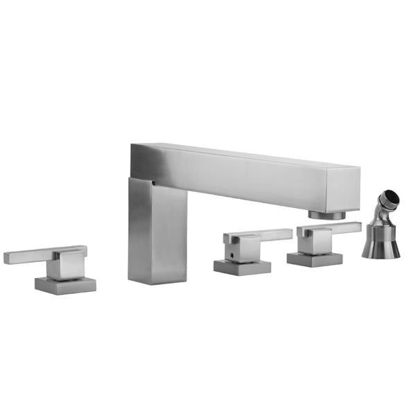 Jaclo - CUBIX® Roman Tub Set with CUBIX® Lever Handles and Angled Handshower Holder