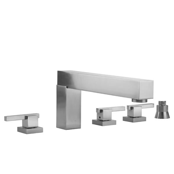 Jaclo - CUBIX® Roman Tub Set with CUBIX® Lever Handles and Straight Handshower Holder