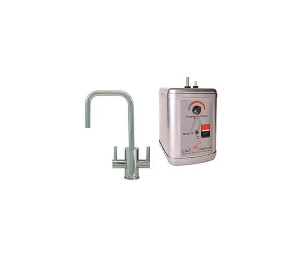 Mountain Plumbing - Hot & Cold Water Faucet with Contemporary Round Body & Handles (90° Spout) & Little Gourmet® Premium Hot Water Tank