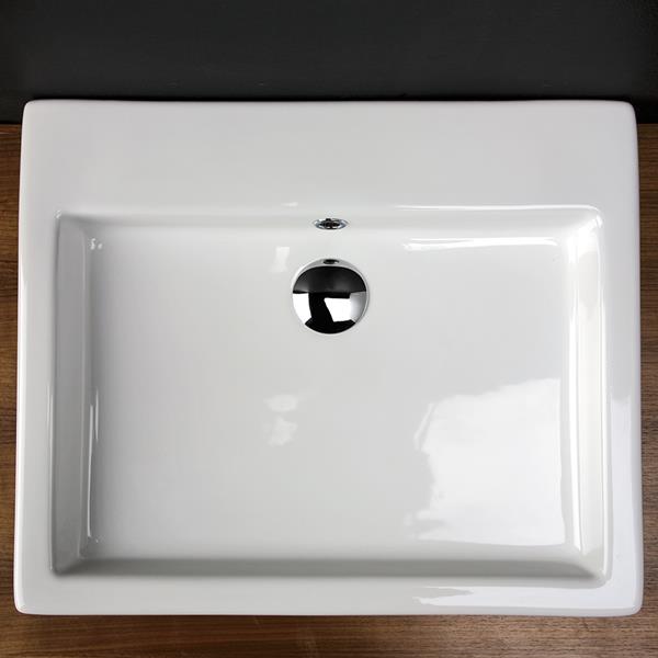 Lacava - Aquaplane Wall-Mounted Or Above-Counter Porcelain Bathroom Sink With Overflow, 22 1/4 InchW, 18 1/2 InchD, 4 InchH