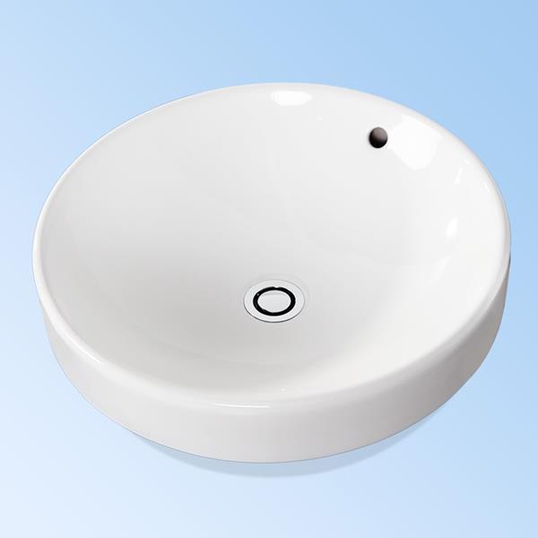 Lacava - Twin Set Self-Rimming Drop-In Porcelain Sink With An Overflow. Diam: 18 3/8 Inch, H: 6 3/8 Inch.
