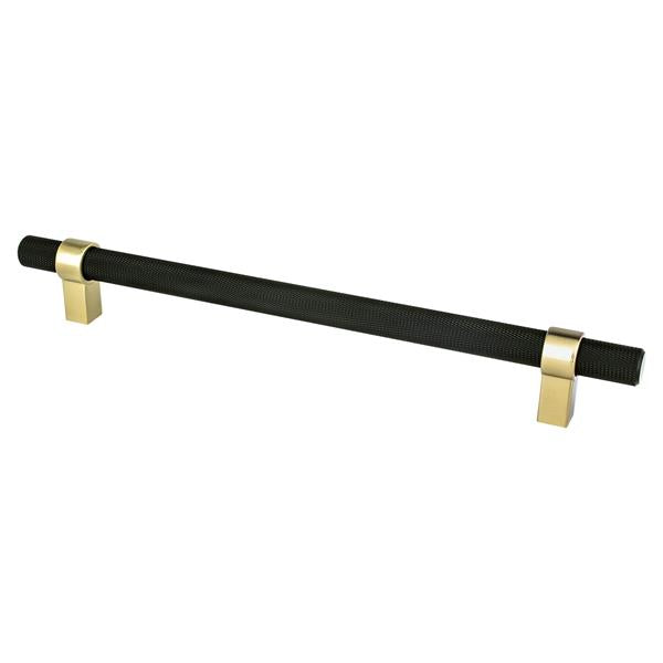 Berenson - Radial Reign 224mm CC Matte Black Bar and Modern Brushed Gold Posts Pull