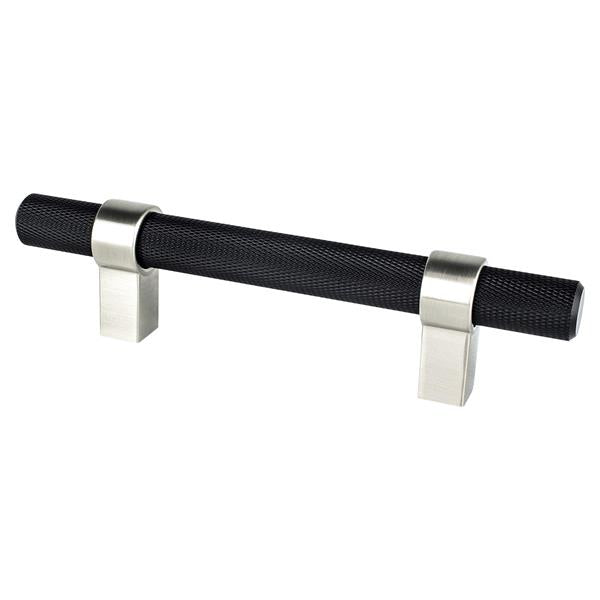 Berenson - Radial Reign 96mm CC Matte Black Bar and Brushed Nickel Posts Pull
