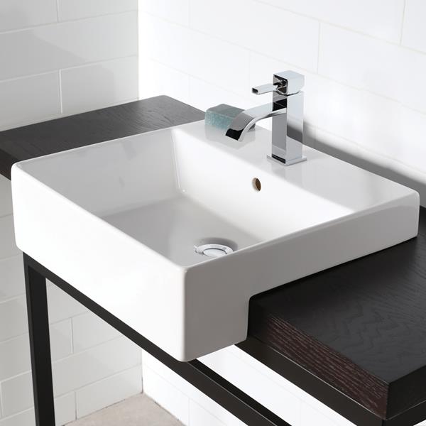 Lacava - Aquamedia Semi-Recessed Porcelain Bathroom Sink With An overflow