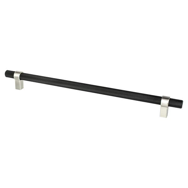 Berenson - Radial Reign 12 inch CC Matte Black Bar and Brushed Nickel Posts Appliance Pull