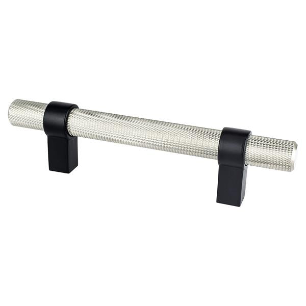 Berenson - Radial Reign 96mm CC Brushed Nickel Bar and Matte Black Posts Pull