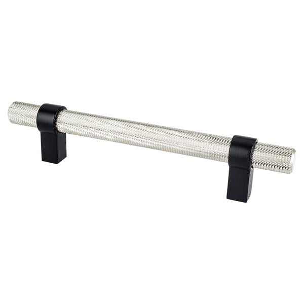 Berenson - Radial Reign 128mm CC Brushed Nickel Bar and Matte Black Posts Pull