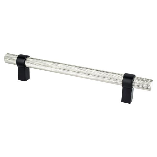 Berenson - Radial Reign 160mm CC Brushed Nickel Bar and Matte Black Posts Pull