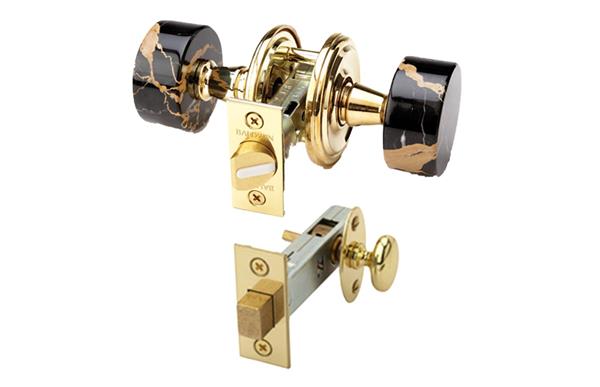 Phylrich - Black Marble Door Knob with Privacy Bolt