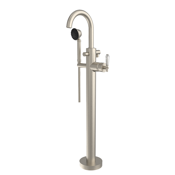 Santec - Evelyn Crystal Trim - Floor Mount Tub Filler With Hand Shower
