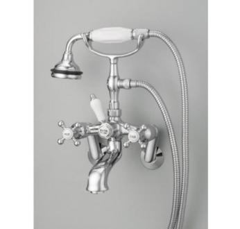 Cheviot - Wall Mount Tub Filler W/ Hand Shower, Cross Handles