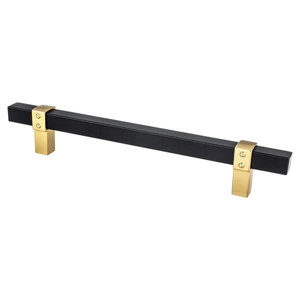Berenson - Rivet Rebel 160mm CC Matte Black Bar and Modern Brushed Gold Posts Pull