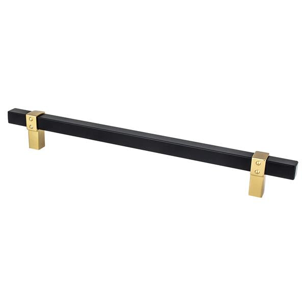 Berenson - Rivet Rebel 224mm CC Matte Black Bar and Modern Brushed Gold Posts Pull