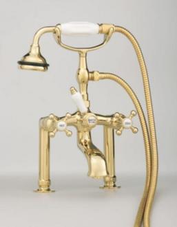 Cheviot - Extra Tall Deckmount Tub Filler W/ Hand Shower, Cross Handles