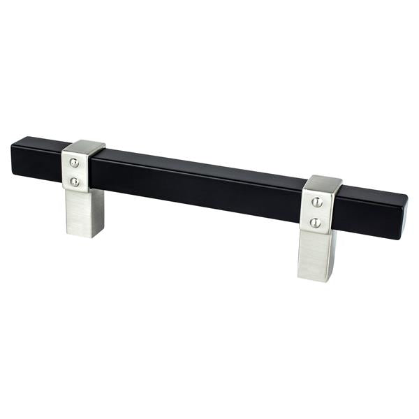 Berenson - Rivet Rebel 96mm CC Matte Black Bar and Brushed Nickel Posts Pull