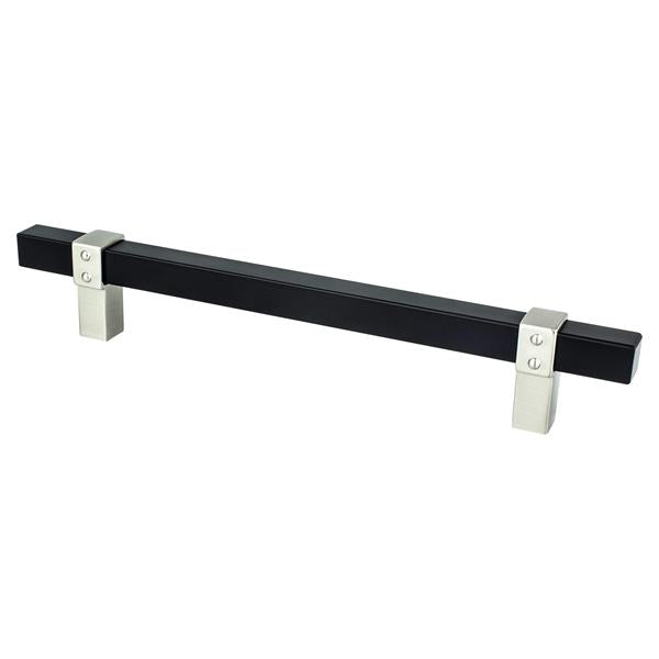 Berenson - Rivet Rebel 160mm CC Matte Black Bar and Brushed Nickel Posts Pull