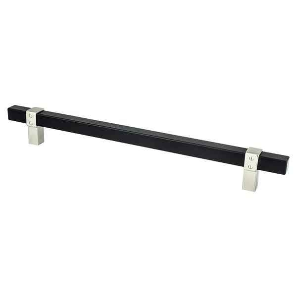 Berenson - Rivet Rebel 224mm CC Matte Black Bar and Brushed Nickel Posts Pull