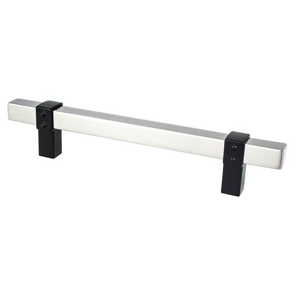 Berenson - Rivet Rebel 128mm CC Brushed Nickel Bar and Matte Black Posts Pull