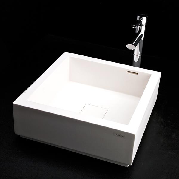 Lacava - Torre Vessel Bathroom Sink Made Of Solid Surface, With An Overflow And Decorative Drain Cover