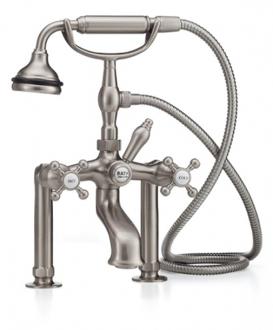 Cheviot - Offset Deckmount Tub Filler W/ Hand Shower, Cross Handles