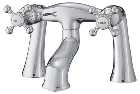 Cheviot - Offset Deckmount Tub Filler, Cross Handles