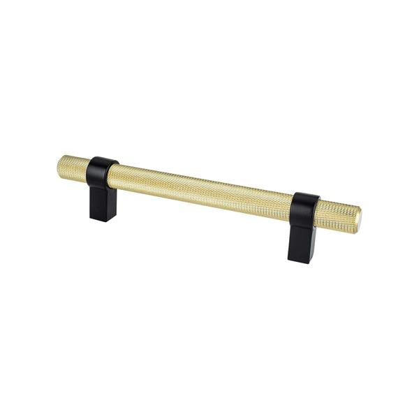 Berenson - Radial Reign 128mm CC Modern Brushed Gold Bar and Matte Black Posts Pull