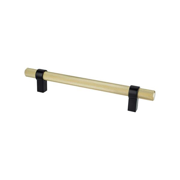 Berenson - Radial Reign 160mm CC Modern Brushed Gold Bar and Matte Black Posts Pull