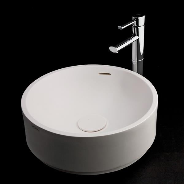 Lacava - Torre Vessel Bathroom Sink Made Of Solid Surface, With An Overflow And Decorative Drain Cover