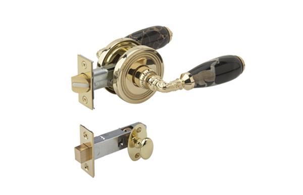 Phylrich - Black Marble Door Lever with Privacy Bolt