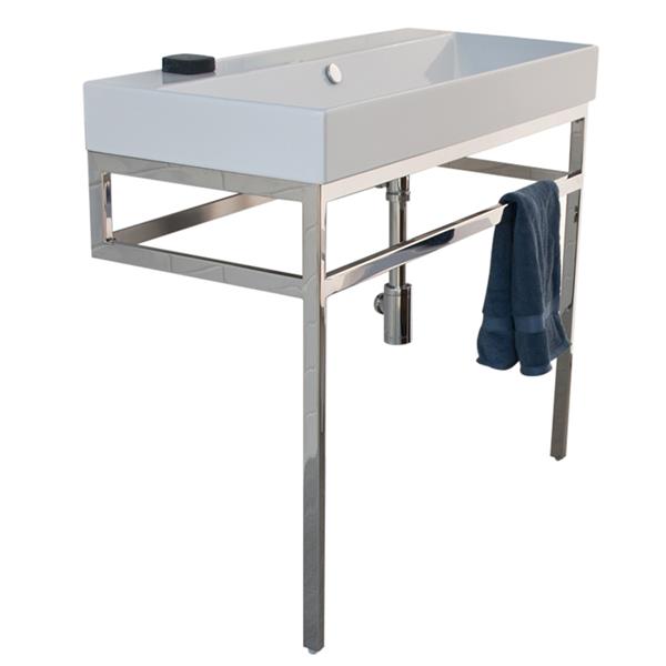 Lacava - Aquasei Floor-Standing Metal Console Stand With A Towel Bar