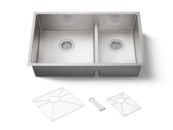 Kohler - Strive 32 Inch Smart Divide Undermount Double-Bowl Kitchen Sink With Accessories