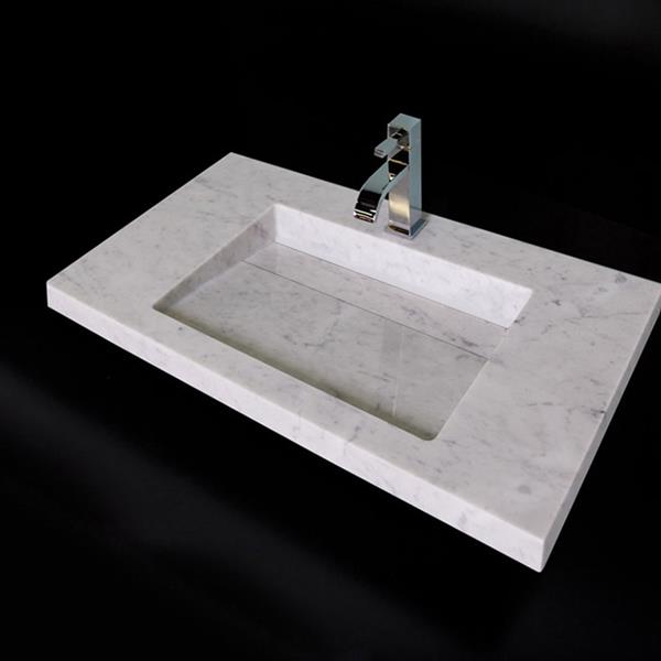 Lacava - Libera Wall-Mount Or Vanity Top Stone Bathroom Sink With Preinstalled Concealed Drain, No Overflow
