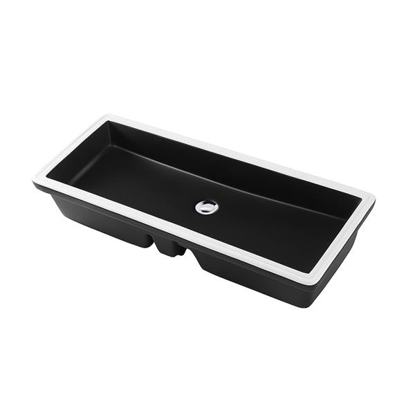Lacava - Cube Under-Counter Porcelain Bathroom Sink With An Overflow, Unglazed Exteri. 35 1/2 InchW, 13 7/8 InchD, 6 InchH