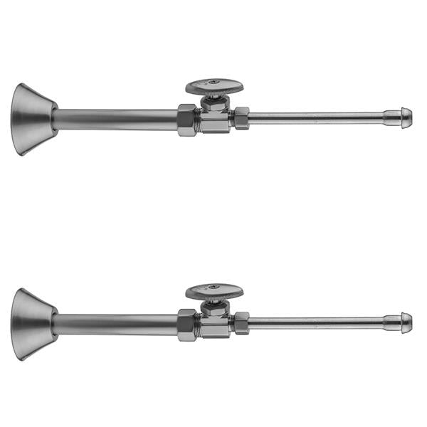 Jaclo - Multi Turn Straight Pattern 5/8 Inch O.D. Compression (Fits 1/2 Inch Copper) x 3/8 Inch O.D. Faucet Supply Kit with Oval Handle, 20 Inch Supply Tubes, Cover Tubes, Escutcheons