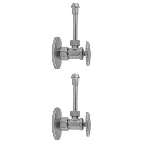 Jaclo - Multi Turn Angle Pattern 5/8 Inch O.D. Compression (Fits 1/2 Inch Copper) x 3/8 Inch O.D. Faucet Supply Kit with Oval Handle, 20 Inch Supply Tubes, Escutcheons