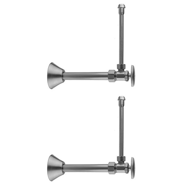 Jaclo - Multi Turn Angle Pattern 5/8 Inch O.D. Compression (Fits 1/2 Inch Copper) x 3/8 Inch O.D. Faucet Supply Kit with Oval Handle, 20 Inch Supply Tubes, Cover Tubes, Escutcheons