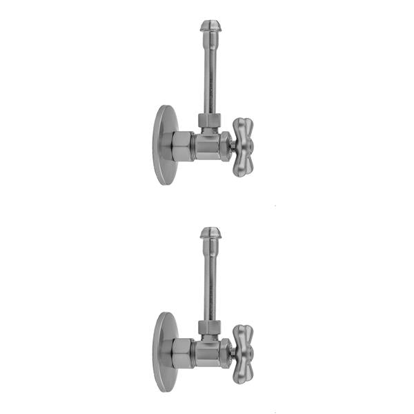 Jaclo - Multi Turn Angle Pattern 5/8 Inch O.D. Compression (Fits 1/2 Inch Copper) x 3/8 Inch O.D. Faucet Supply Kit with Cross Handle, 20 Inch Supply Tubes, Escutcheons