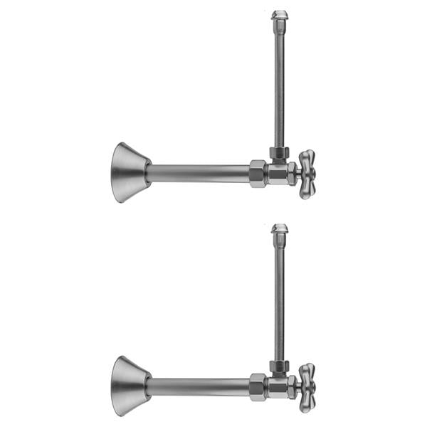 Jaclo - Multi Turn Angle Pattern 5/8 Inch O.D. Compression (Fits 1/2 Inch Copper) x 3/8 Inch O.D. Faucet Supply Kit with Cross Handle, 20 Inch Supply Tubes, Cover Tubes, Escutcheons