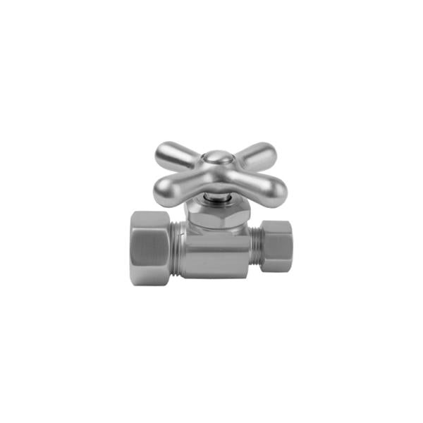 Jaclo - Multi Turn Straight Pattern 5/8 Inch O.D. Compression (Fits 1/2 Inch Copper) x 3/8 Inch O.D. Supply Valve with Cross Handle