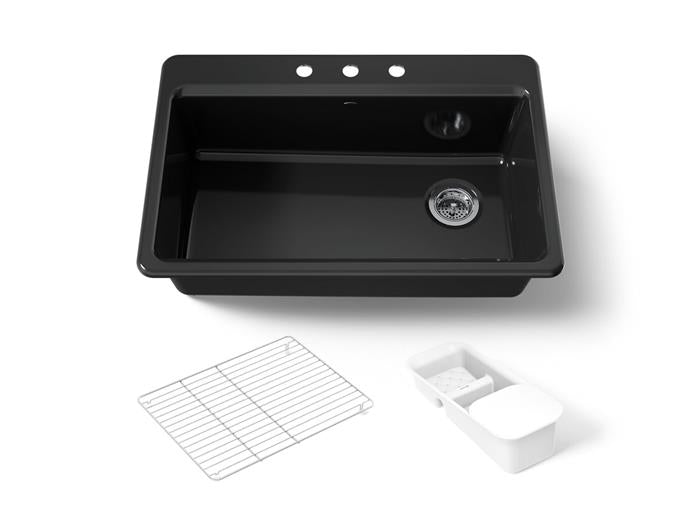 Kohler - Riverby 33 Inch Top-Mount Single-Bowl Workstation Kitchen Sink- 3-Hole