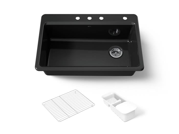 Kohler - Riverby 33 Inch Top-Mount Single-Bowl Workstation Kitchen Sink - 4-Hole