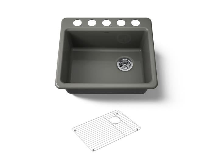 Kohler - Riverby 25 Inch Undermount Single-Bowl Kitchen Sink - 5 Hole