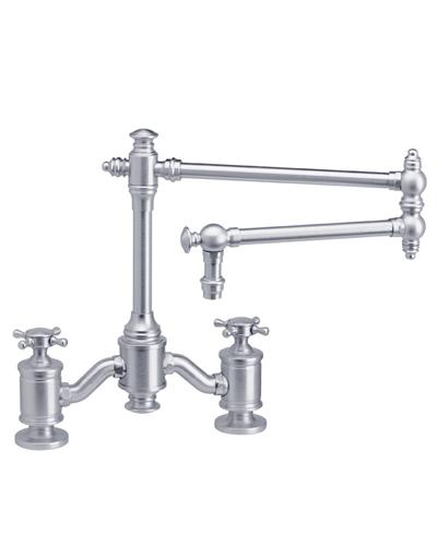 Waterstone - Towson Bridge Faucet - 18 Inch Articulated Spout - Cross Handles