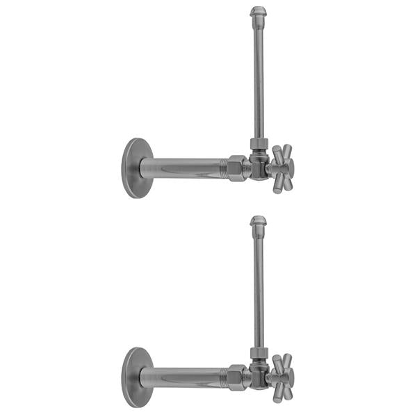 Jaclo - Quarter Turn Angle Pattern 1/2 Inch IPS x 3/8 Inch O.D. Faucet Supply Kit with Contempo Cross Handle, 20 Inch Supply Tubes, Escutcheons