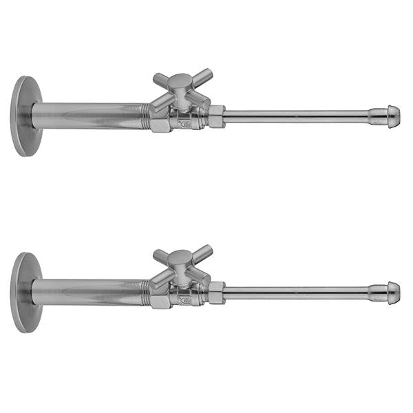 Jaclo - Quarter Turn Straight Pattern 1/2 Inch IPS x 3/8 Inch O.D. Faucet Supply Kit with Contempo Cross Handle, 20 Inch Supply Tubes, Escutcheons