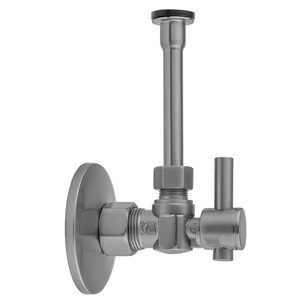 Jaclo - Quarter Turn Angle Pattern 5/8 Inch O.D. Compression (Fits 1/2 Inch Copper) x 3/8 Inch O.D. Toilet Supply Kit Contempo Lever Handle, 20 Inch Supply Tube, Escutcheon