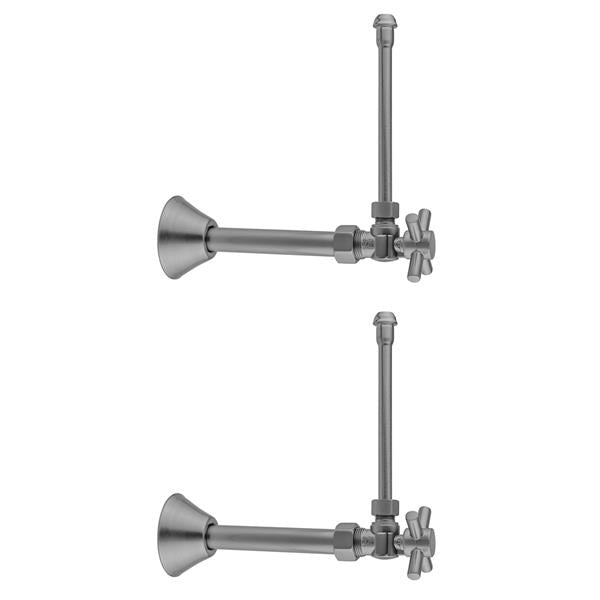 Jaclo - Quarter Turn Angle Pattern 5/8 Inch O.D. Compression (Fits 1/2 Inch Copper) x 3/8 Inch O.D. Faucet Supply Kit Contempo Cross, 20 Inch Supply Tubes, Cover Tube, Escutcheons