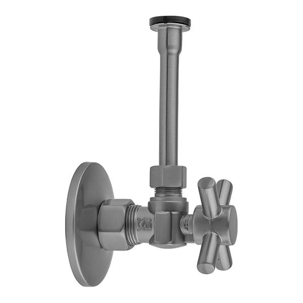 Jaclo - Quarter Turn Angle Pattern 5/8 Inch O.D. Compression (Fits 1/2 Inch Copper) x 3/8 Inch O.D. Toilet Supply Kit Contempo Cross Handle, 20 Inch Supply Tube, Escutcheon