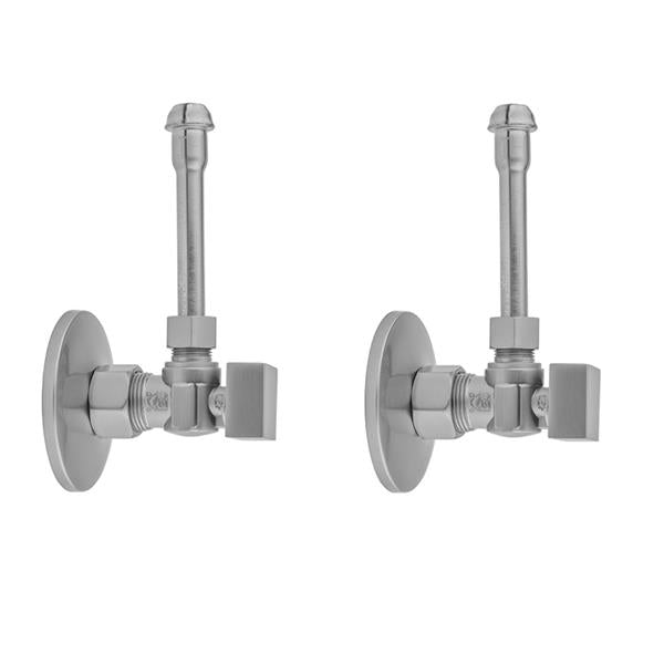 Jaclo - Quarter Turn Angle Pattern 5/8 Inch O.D. Compression (Fits 1/2 Inch Copper) x 3/8 Inch O.D. Faucet Supply Kit with Square Handle, 20 Inch Supply Tubes, Escutcheons