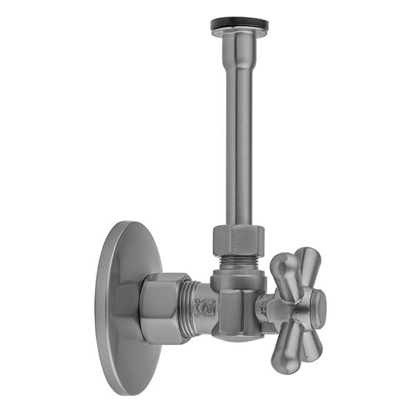 Jaclo - Quarter Turn Angle Pattern 5/8 Inch O.D. Compression (Fits 1/2 Inch Copper) x 3/8 Inch O.D. Toilet Supply Kit Standard Cross Handle, 20 Inch Supply Tube, Escutcheon